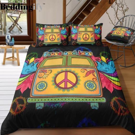 Hippie Car Cotton Bed Sheets Spread Comforter Bedding Set