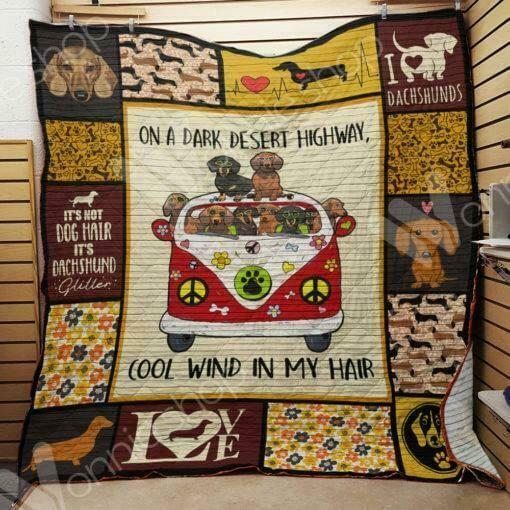 Hippie Car Dachshund CLA0810278Q Quilt Blanket