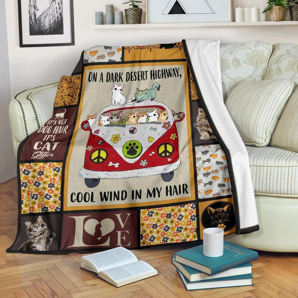 Hippie Cat Sherpa Fleece Blanket