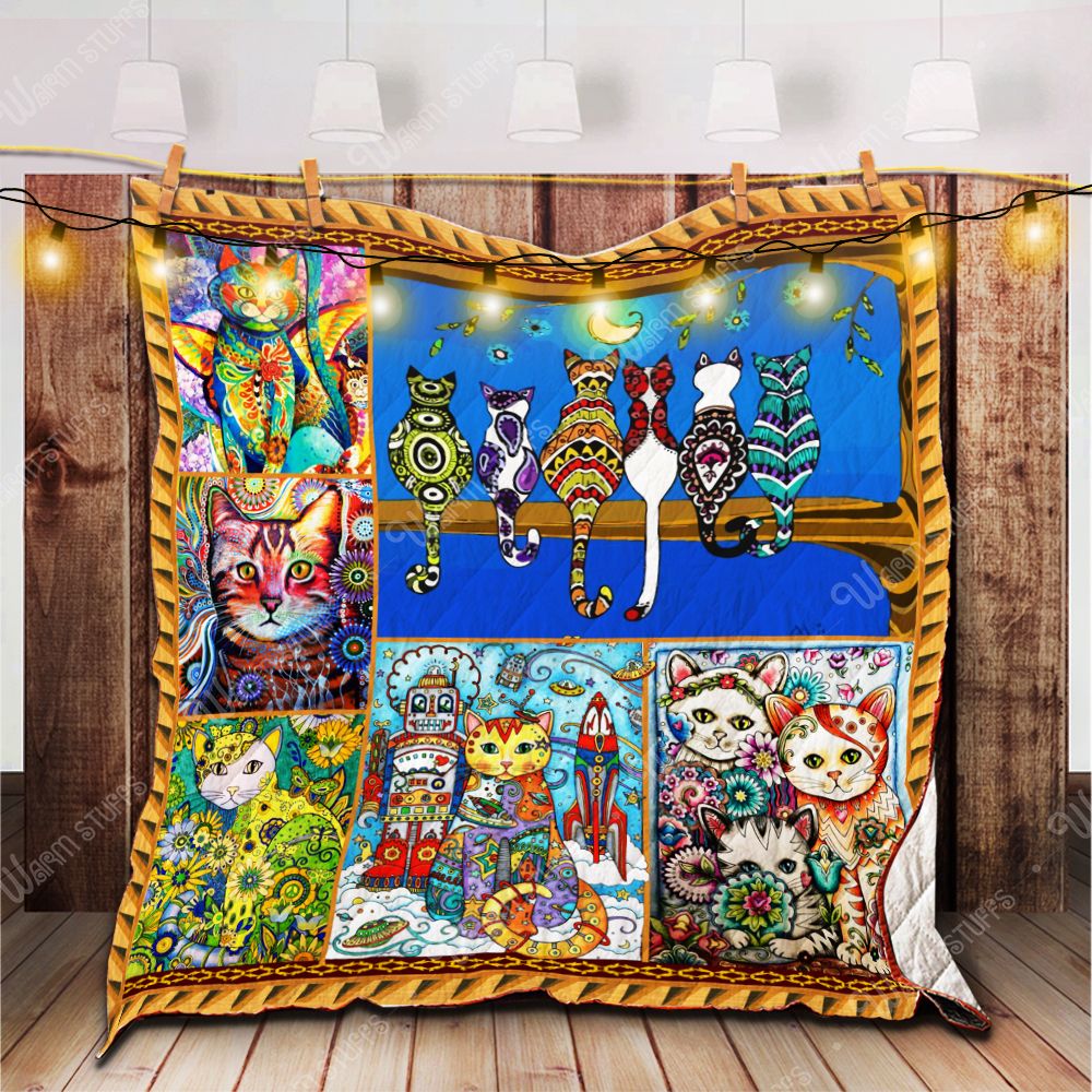 Hippie Cat Quilt Blanket Bp Dhc1312575Dd