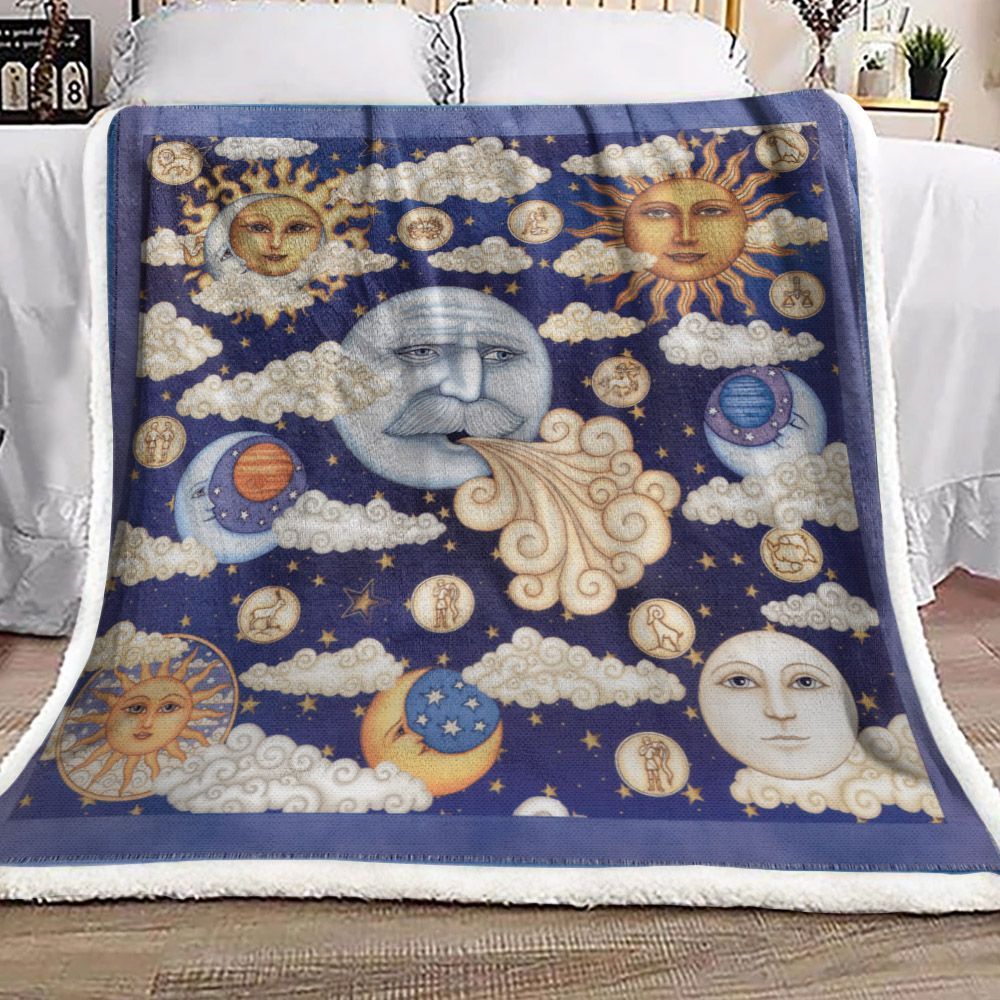 Hippie Celestial Sherpa Fleece Blanket