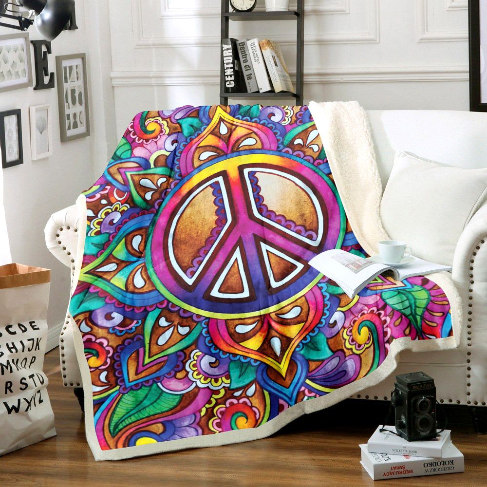 Hippie Sherpa Fleece Blanket