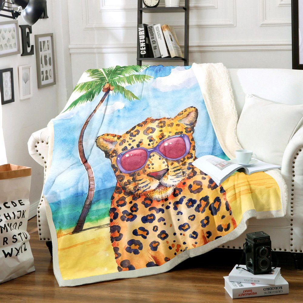 Hippie Cheetah Sherpa Fleece Blanket