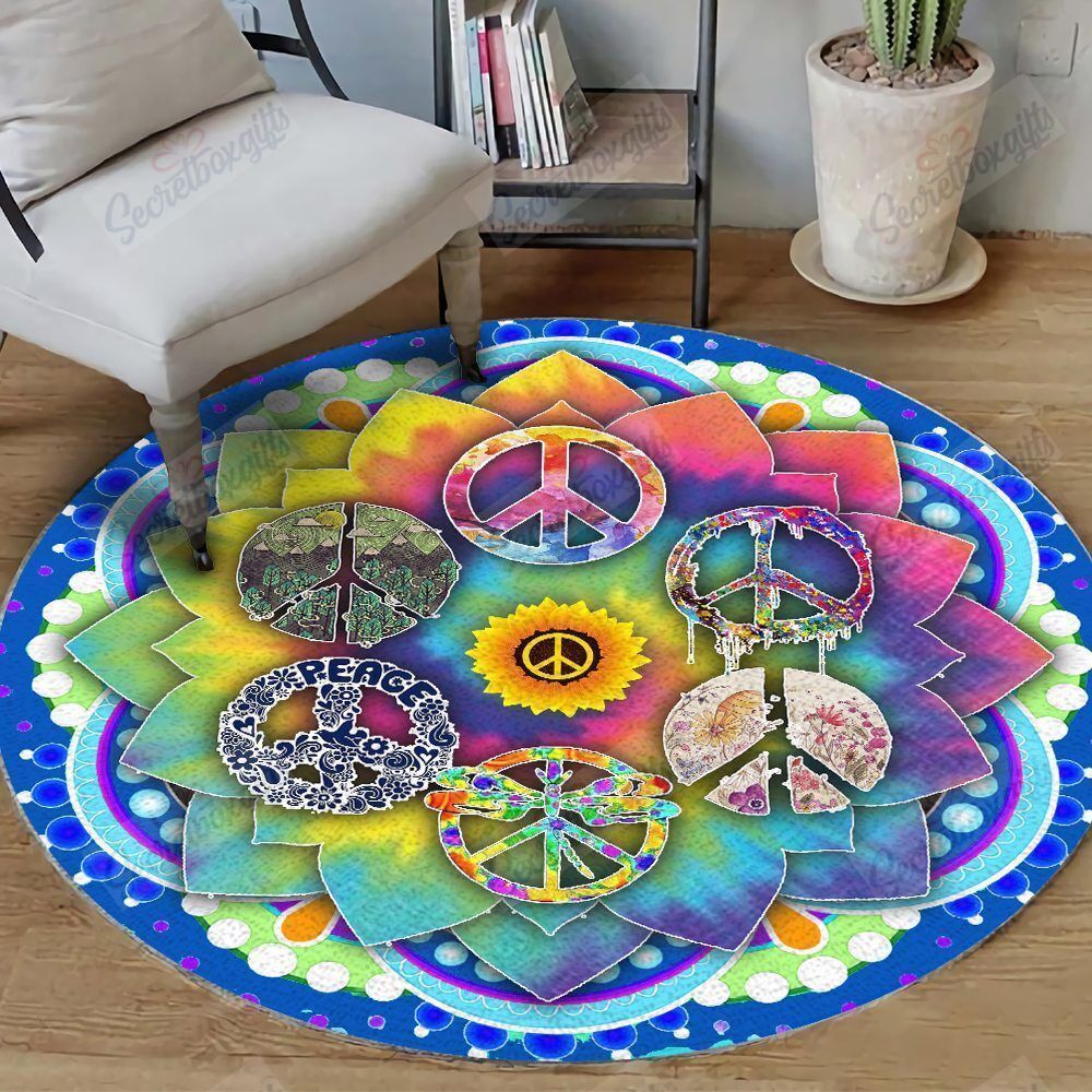 Hippie Circle Colorful Round Carpet