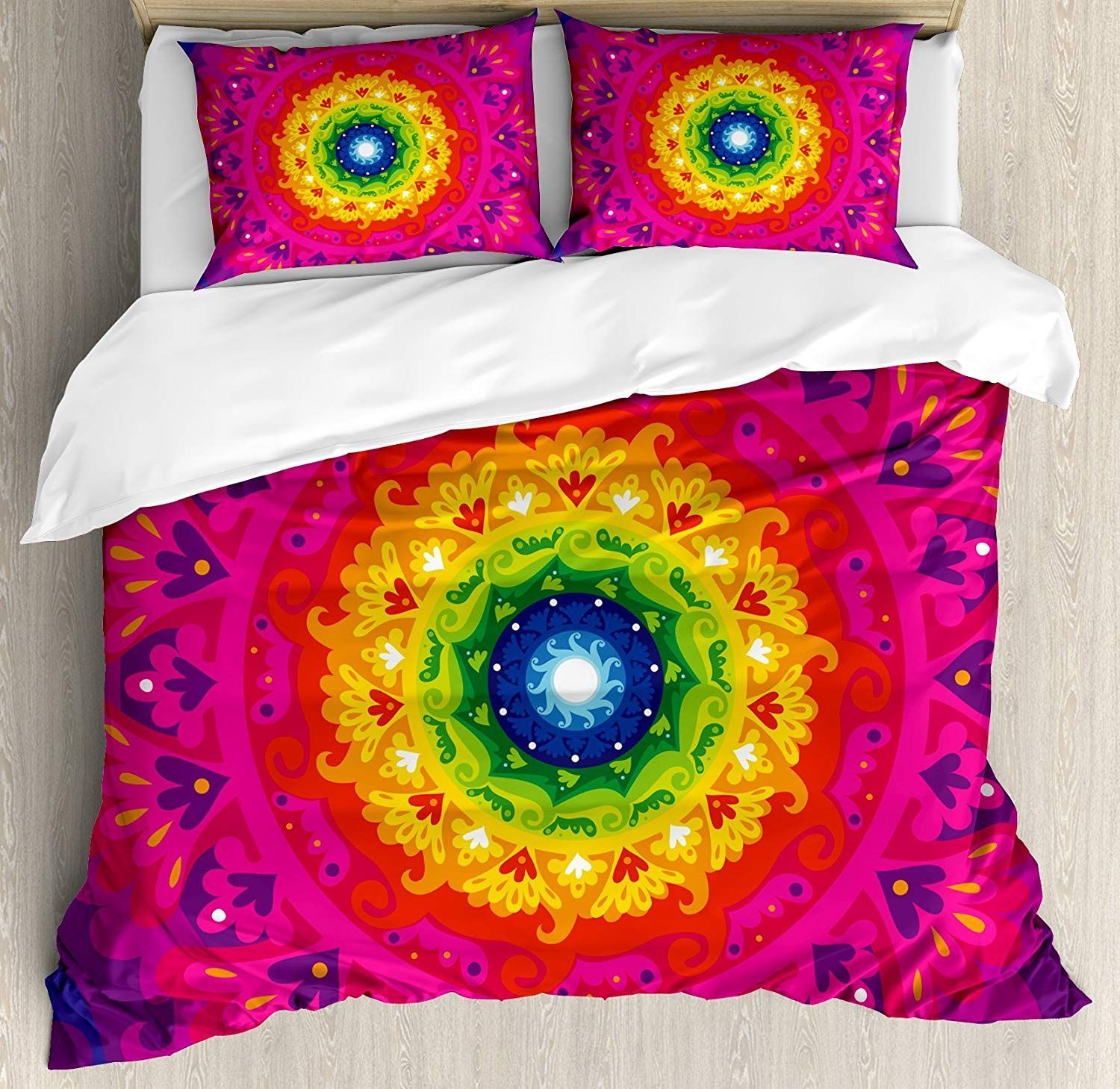 Hippie Circular Rainbow Bedding Set