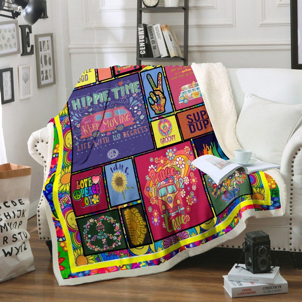 Hippie Sherpa Fleece Blanket