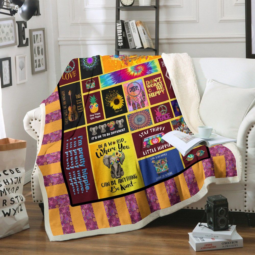 Hippie Sherpa Fleece Blanket