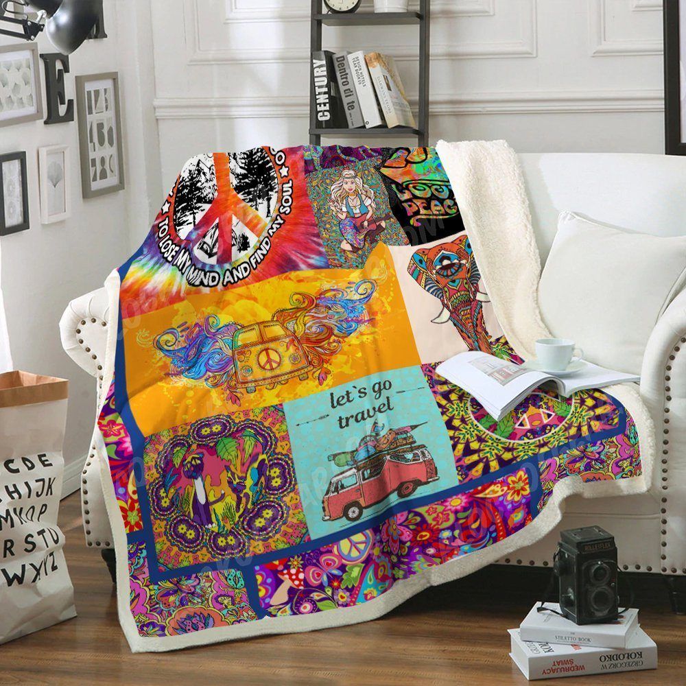 Hippie Sherpa Fleece Blanket