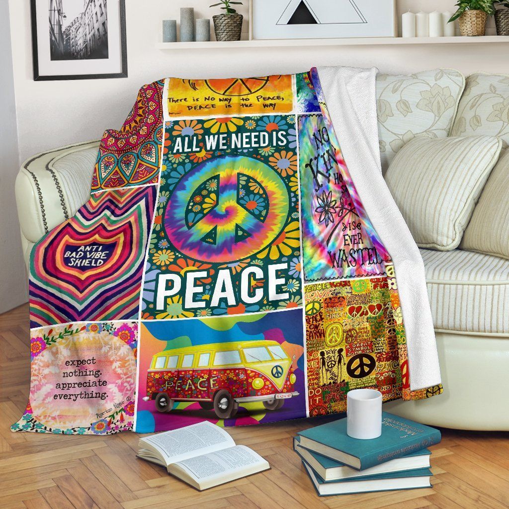 Hippie Sherpa Fleece Blanket