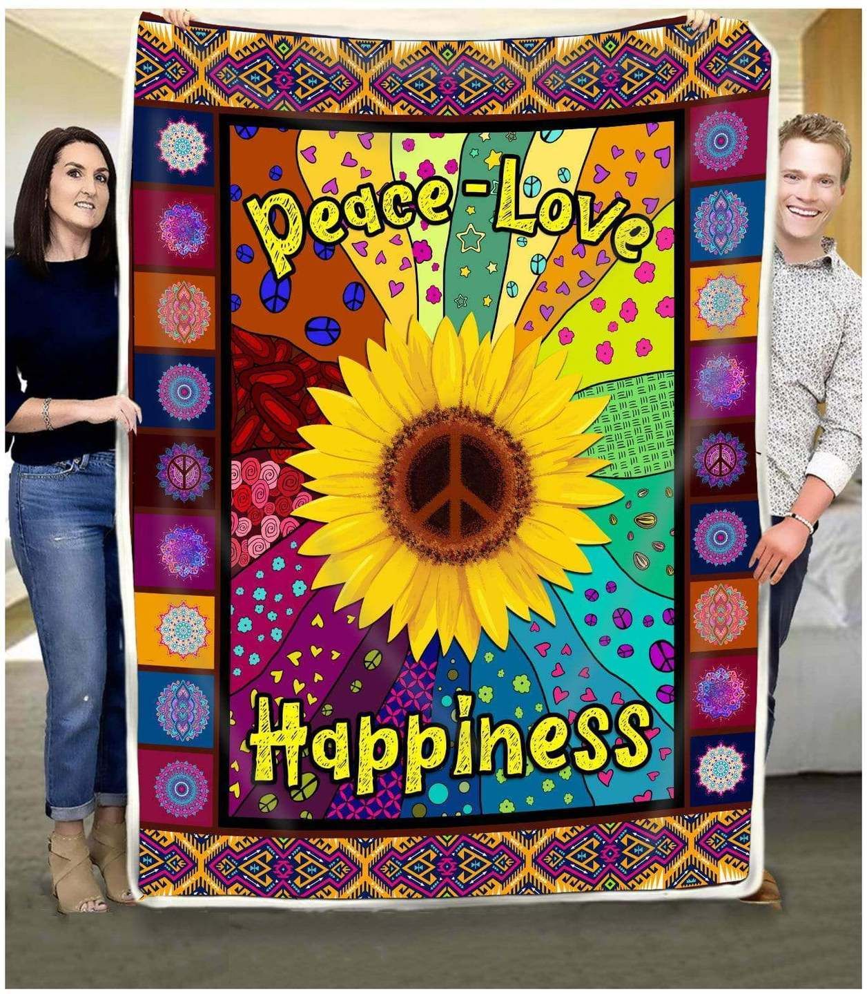 Hippie Sherpa Fleece Blanket