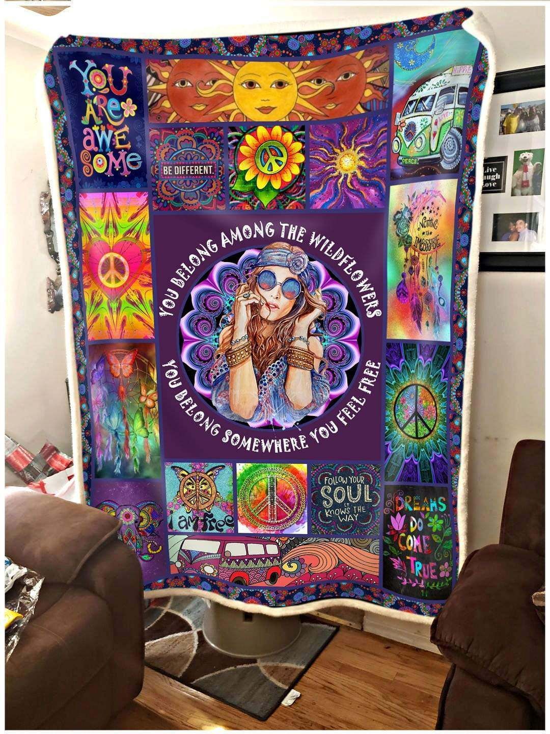 Hippie Sherpa Fleece Blanket