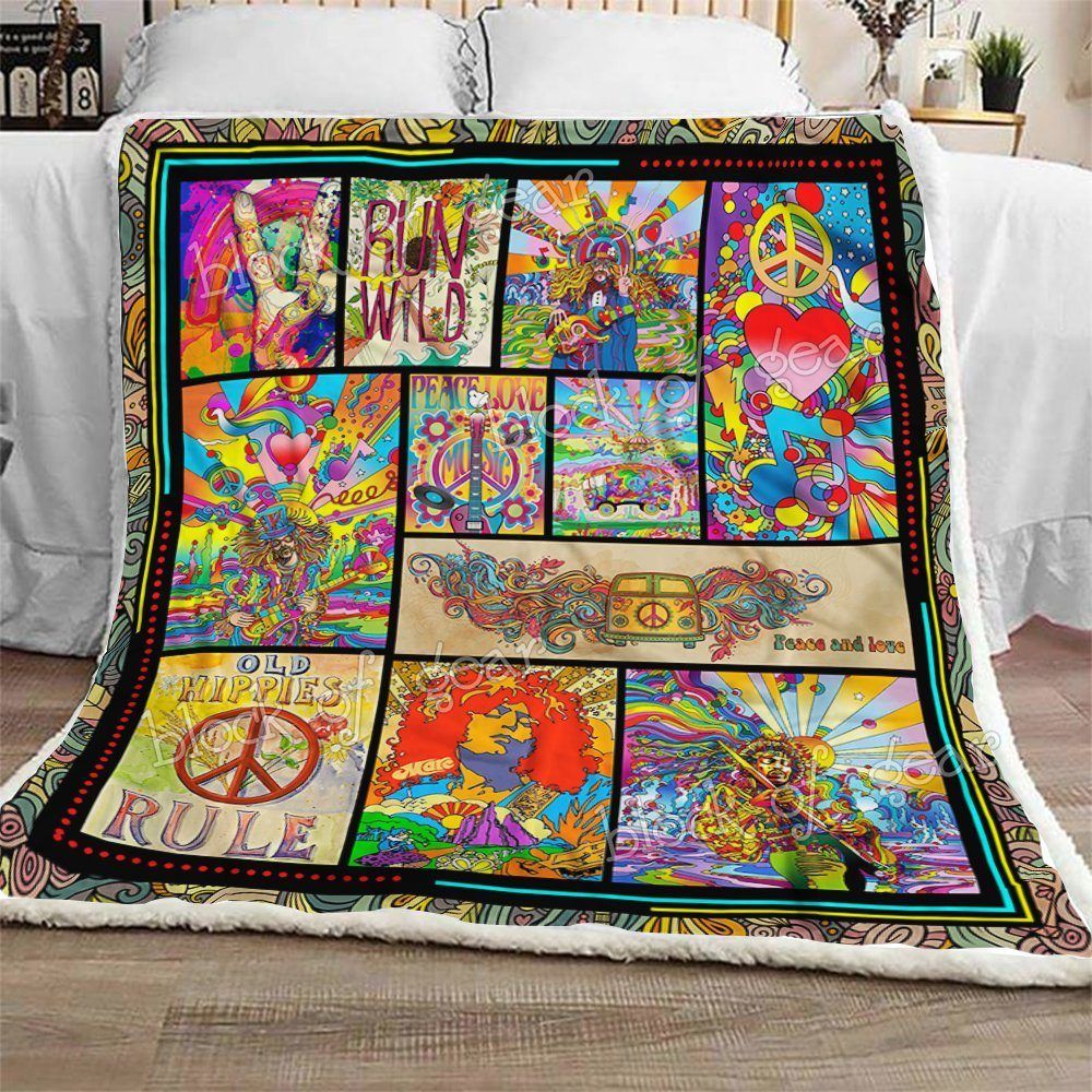 Hippie Sherpa Fleece Blanket
