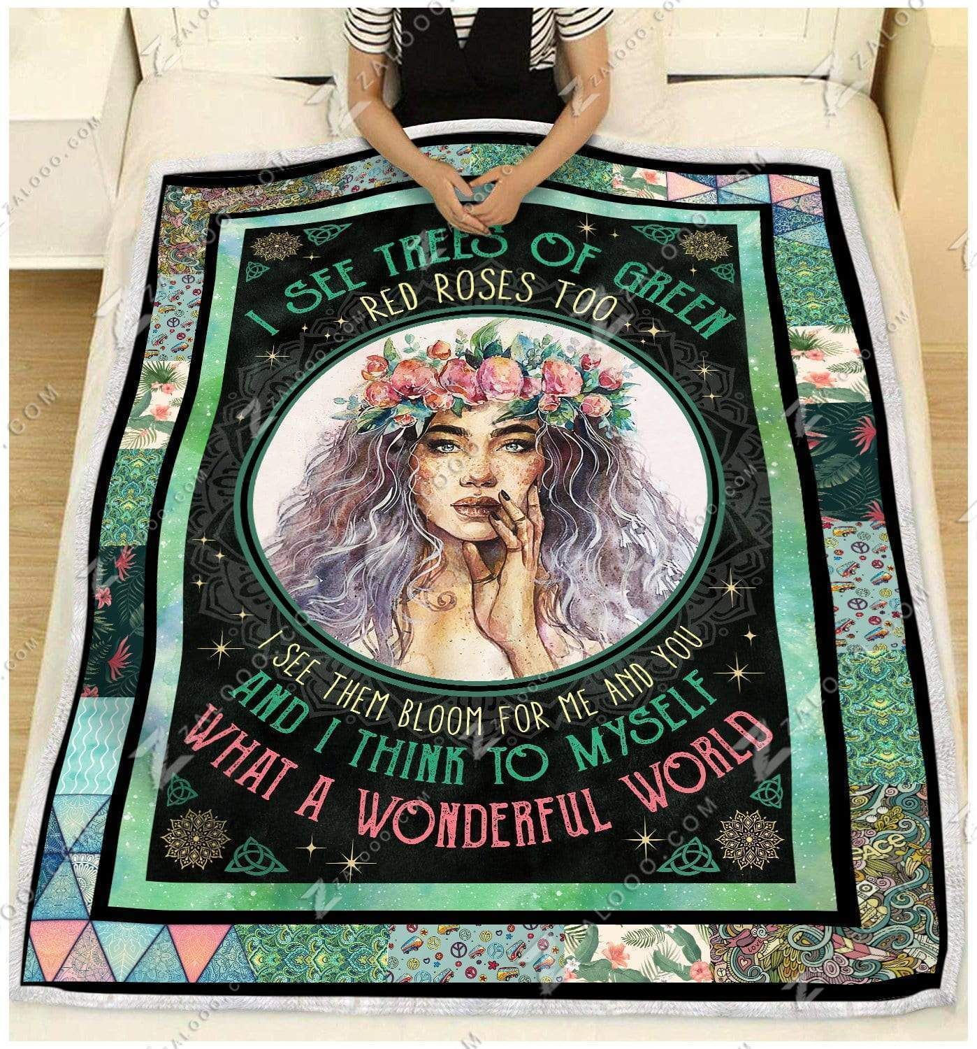 Hippie Sherpa Fleece Blanket
