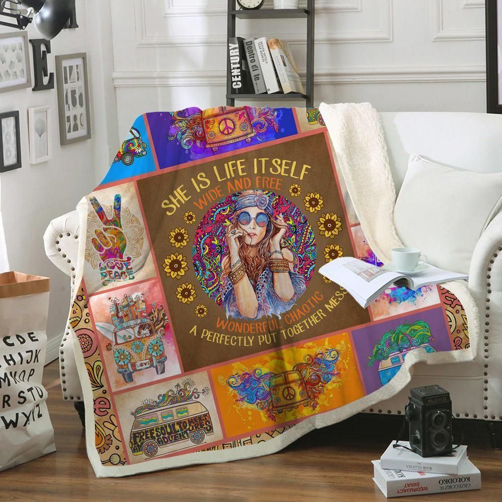 Hippie Sherpa Fleece Blanket