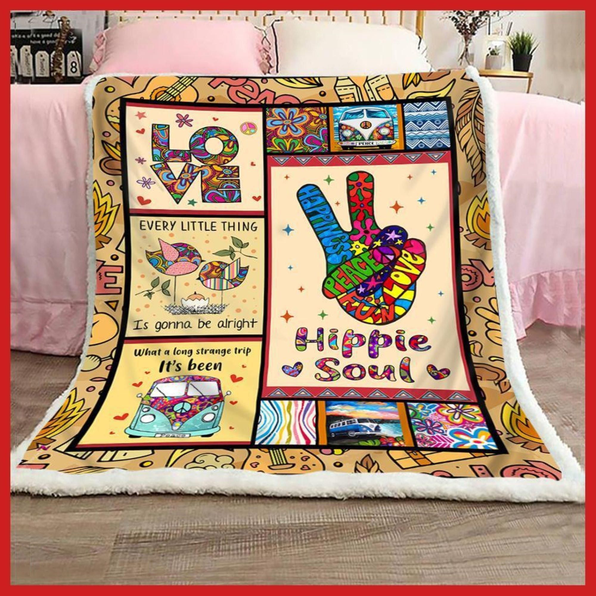 Hippie Sherpa Fleece Blanket