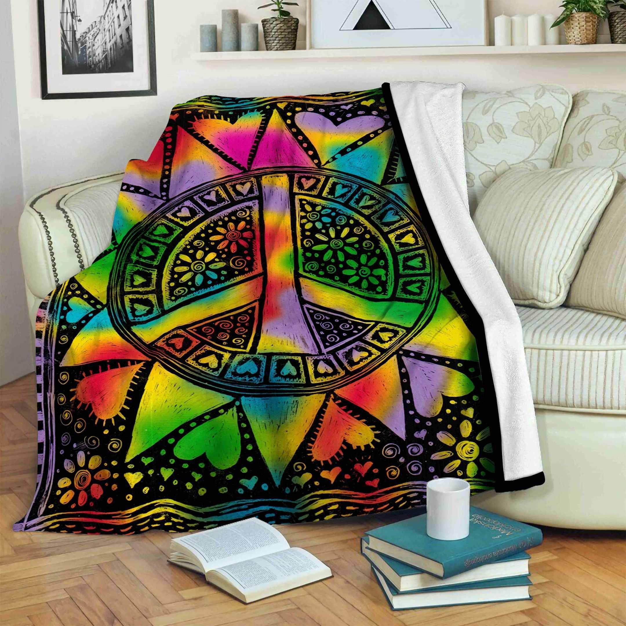 Hippie Sherpa Fleece Blanket