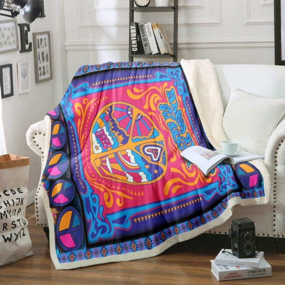 Hippie Sherpa Fleece Blanket