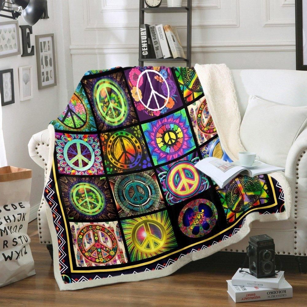 Hippie Sherpa Fleece Blanket