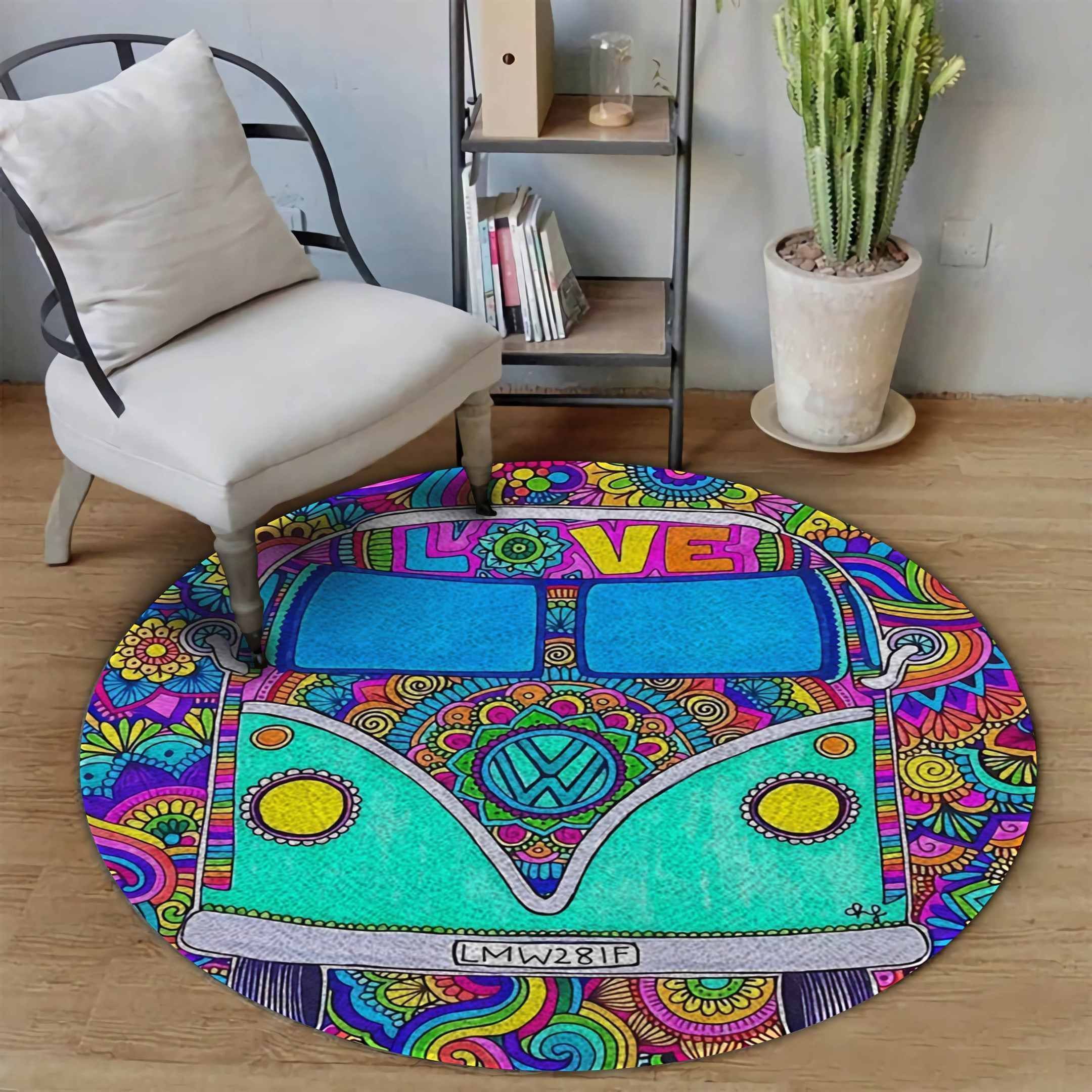 Hippie Colorful Round Carpet