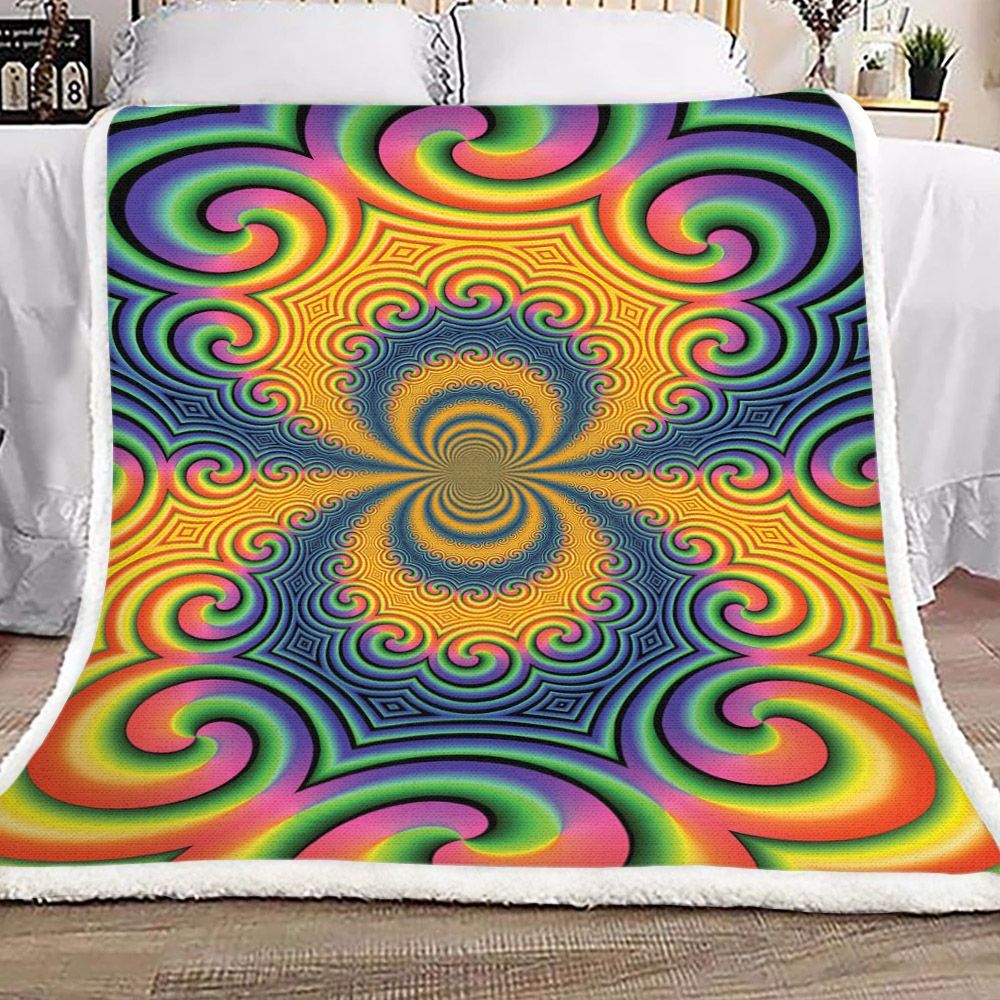Hippie Colorized Sherpa Fleece Blanket