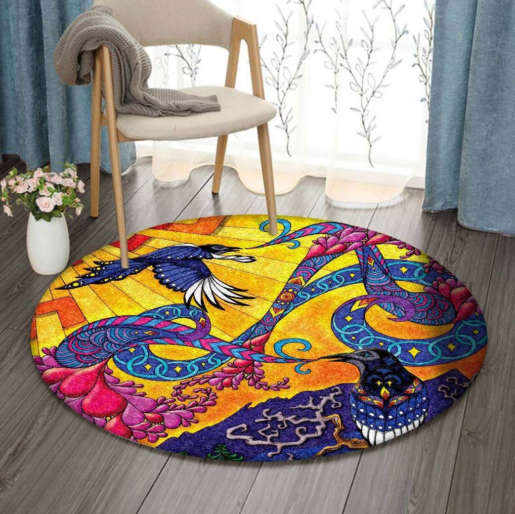 Hippie Crow Round Carpet