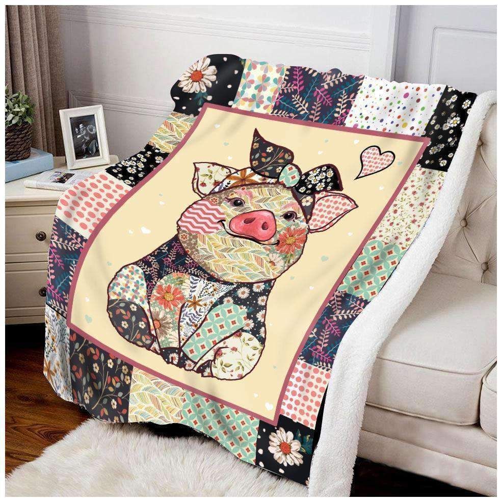 Hippie Cute Pig Special Unique Custom Design Blanket Gift For Girl