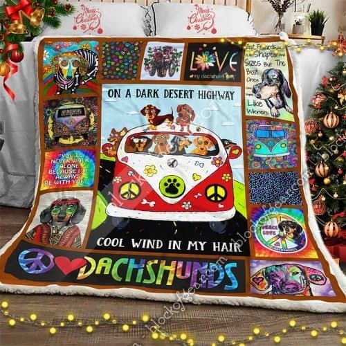 Hippie Dachshund Sherpa Fleece Blanket