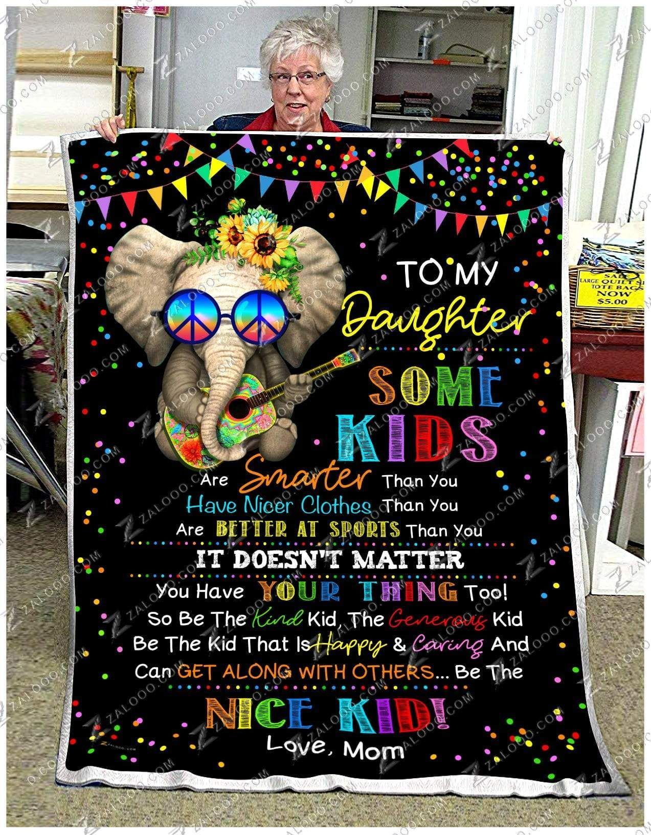 Hippie Daughter Mom Be A Nice Kid Love Your Mom Sherpa Fleece Blanket