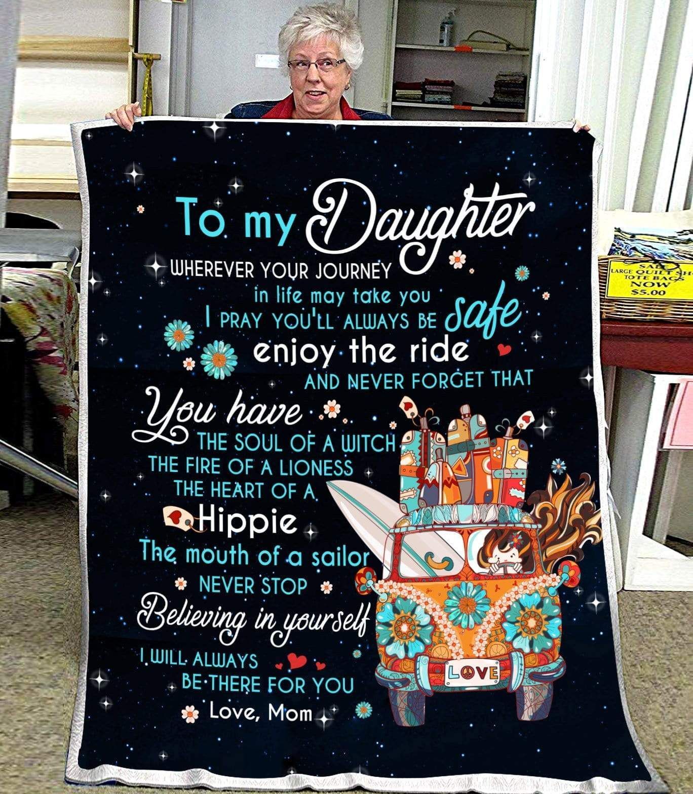 Hippie Daughter Mom Wherever Your Journey In Life May Take You Sherpa Fleece Blanket