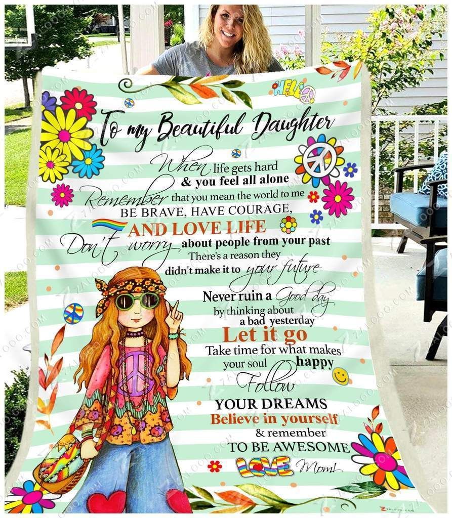 Hippie Daughter Remember To Be Awesome Sherpa Fleece Blanket