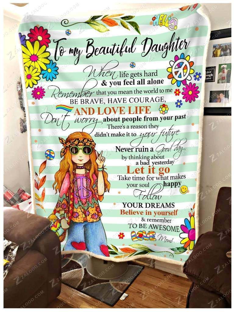 Hippie – Daughter – Remember To Be Awesome Fleece Blanket