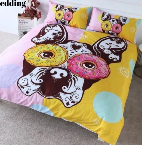 Hippie Donuts Bulldog Bedding Set