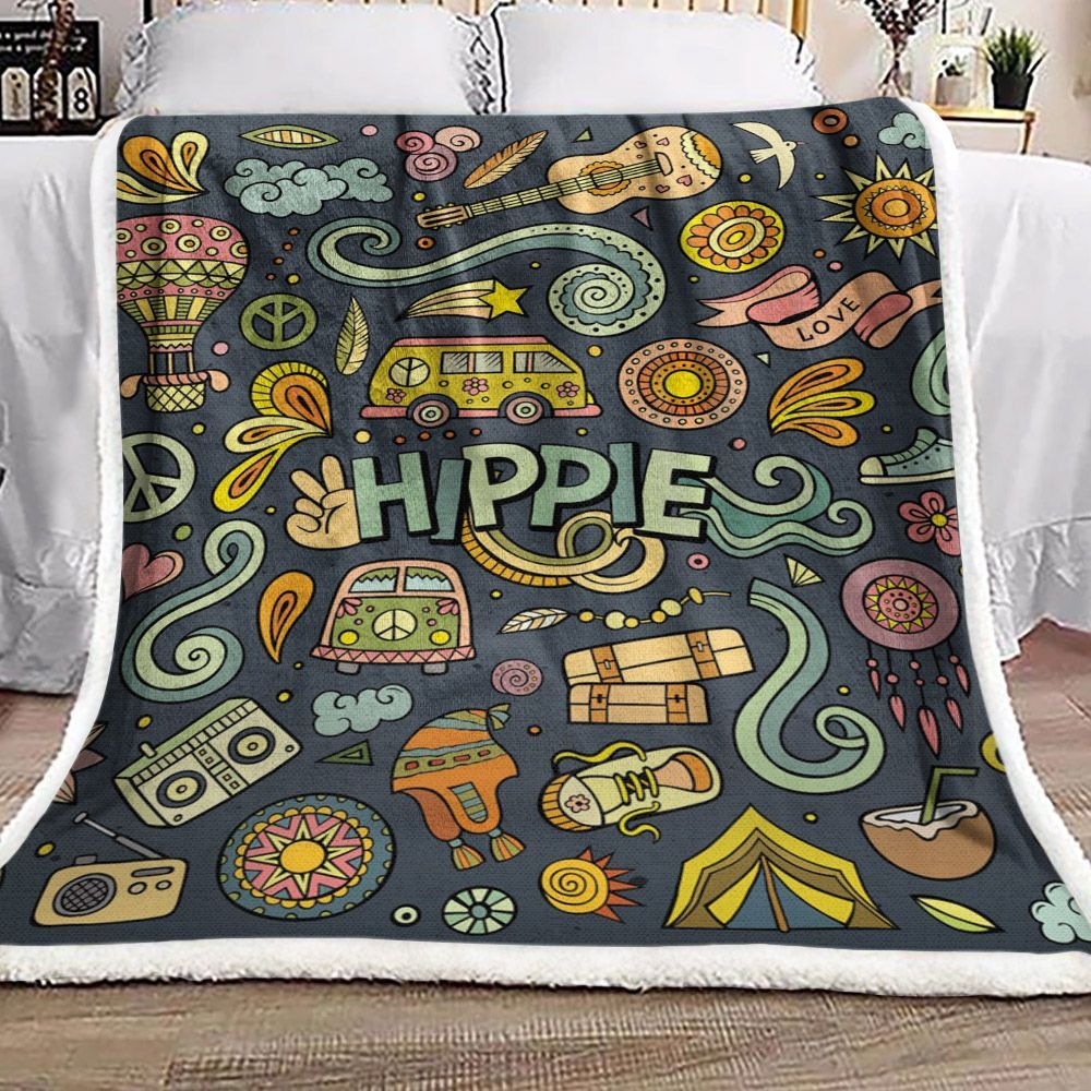 Hippie Doodle Sherpa Fleece Blanket