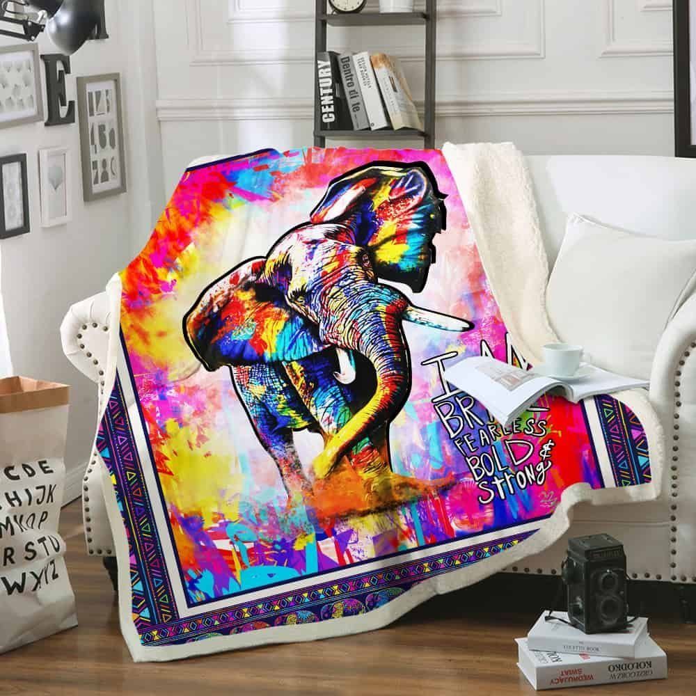 Hippie Elephant Sherpa Fleece Blanket