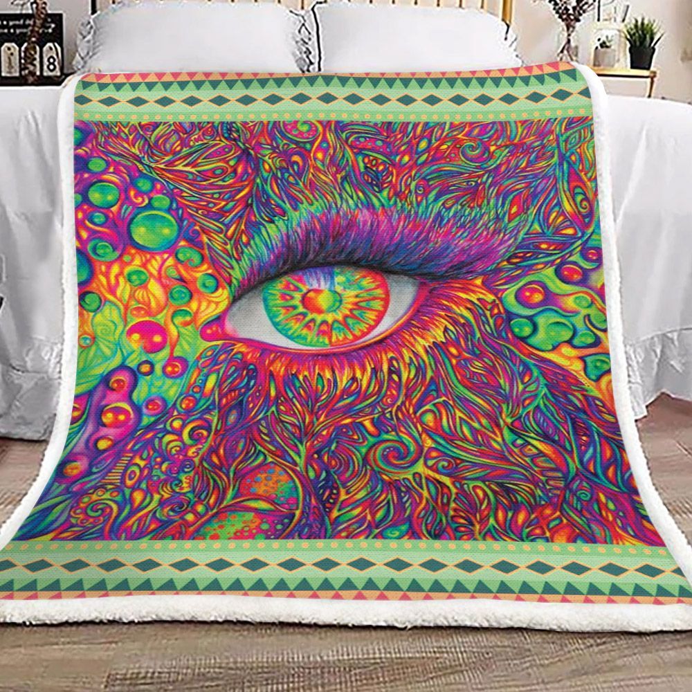 Hippie Eye Sherpa Fleece Blanket