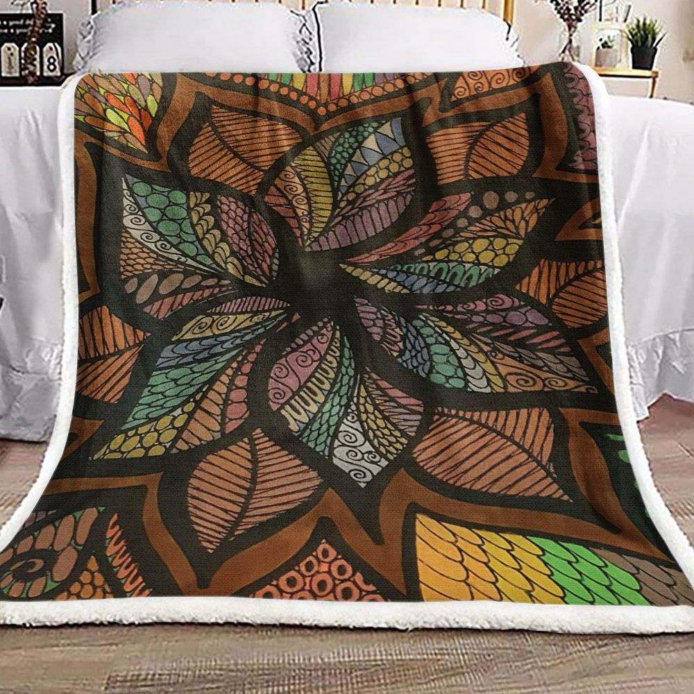 Hippie Flower Sherpa Fleece Blanket