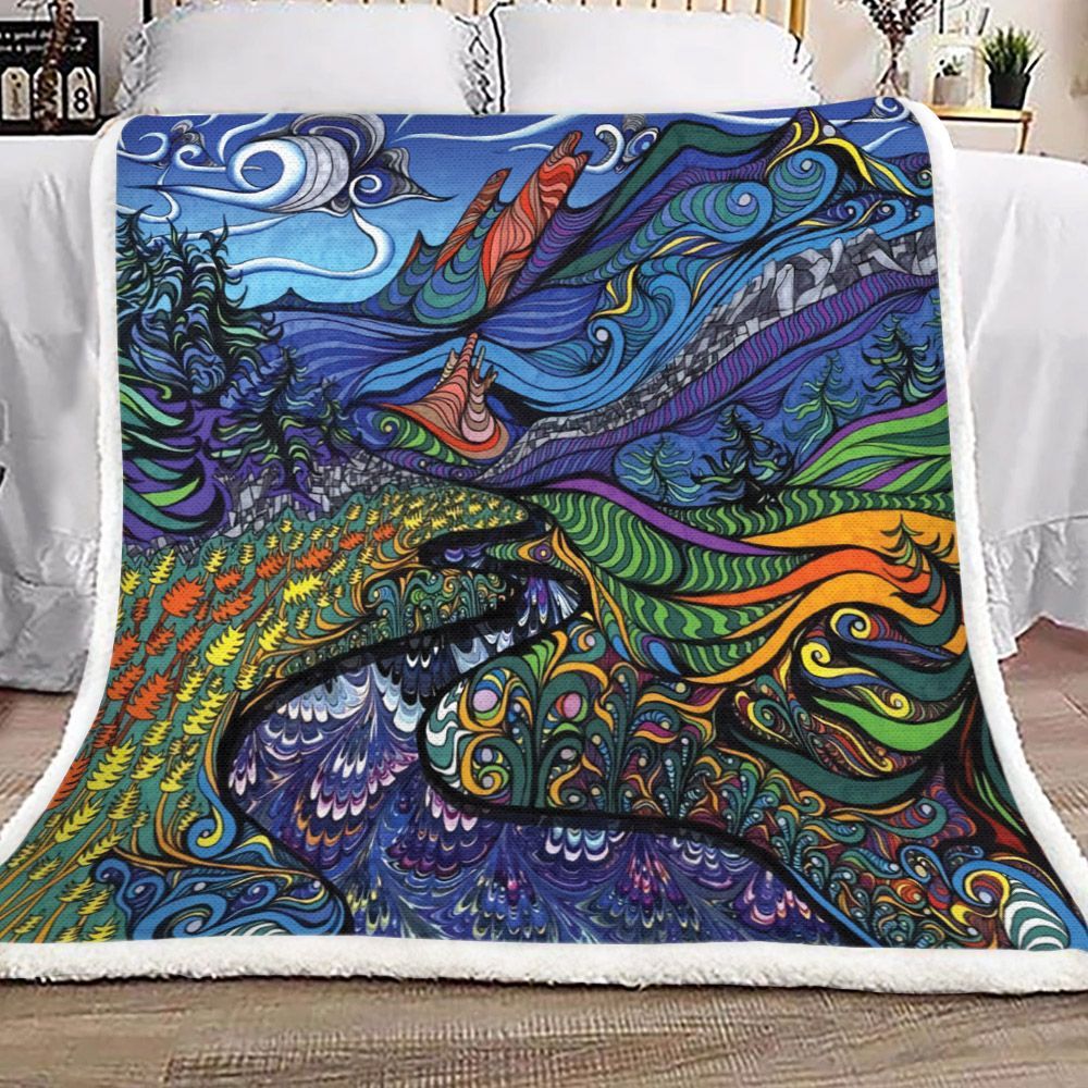 Hippie Forest Sherpa Fleece Blanket