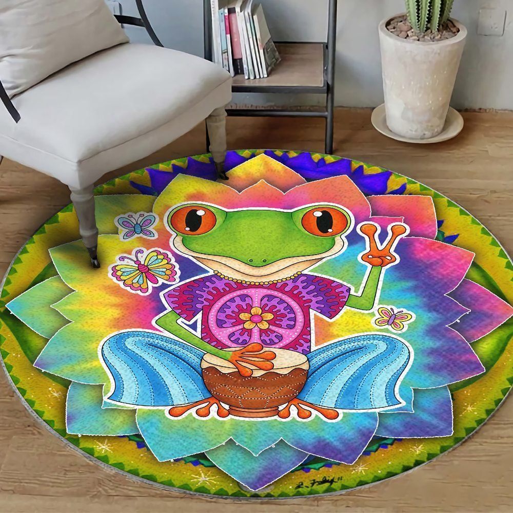 Hippie Frog Round Carpet