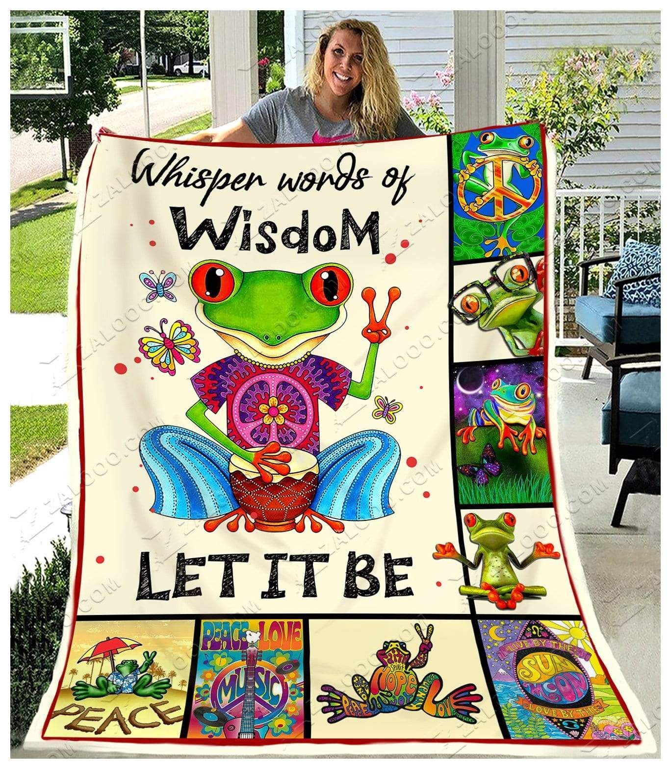 Hippie Frog Let It Be Sherpa Fleece Blanket