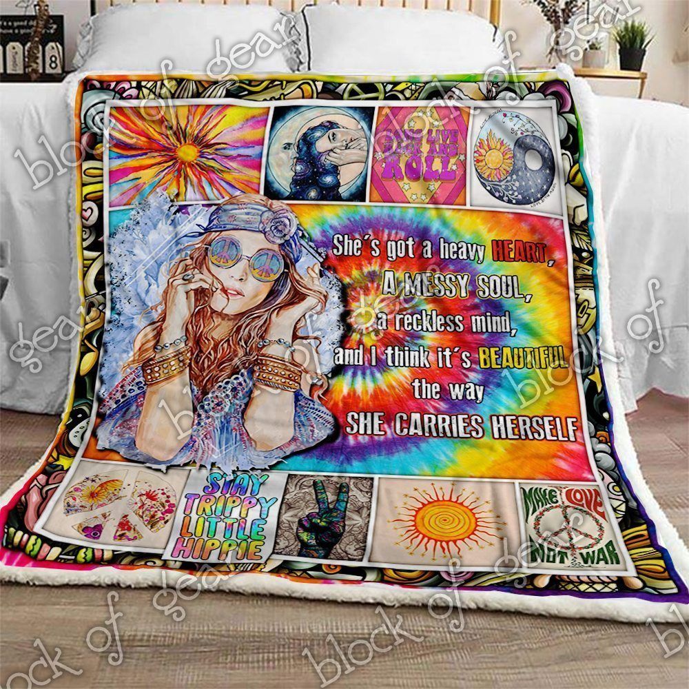 Hippie Girl Sherpa Fleece Blanket