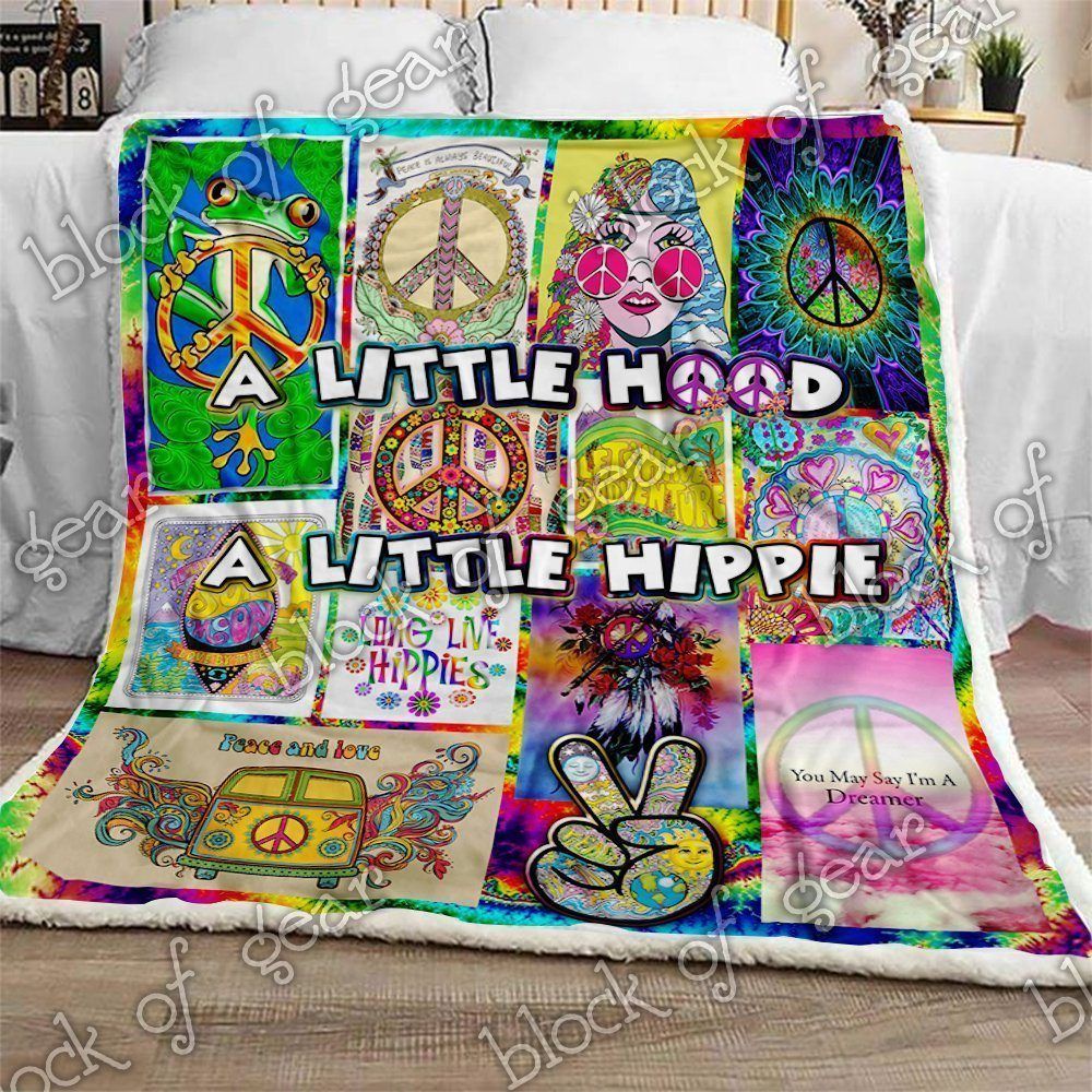 Hippie Girl Sherpa Fleece Blanket