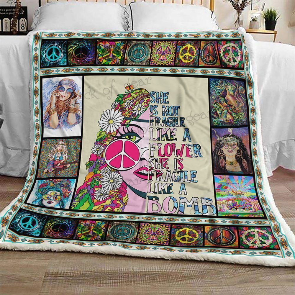 Hippie Girl Sherpa Fleece Blanket