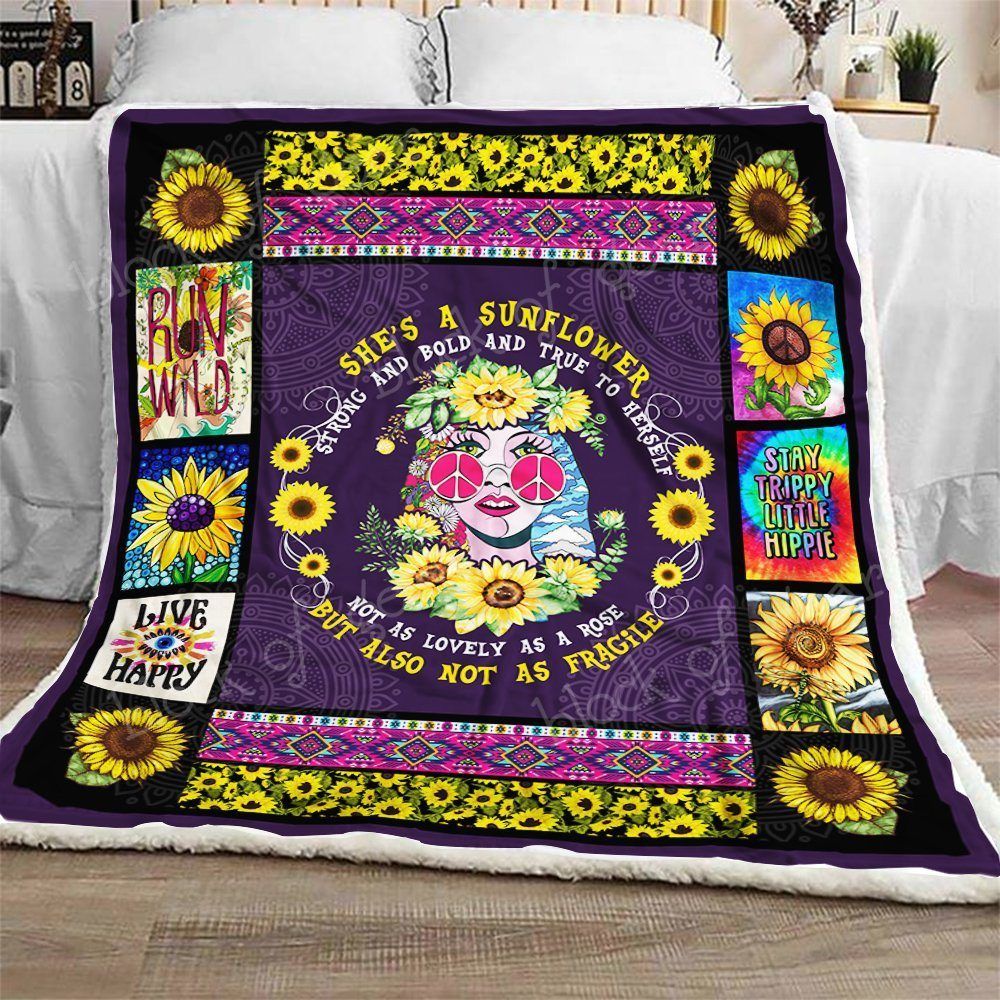 Hippie Girl Sherpa Fleece Blanket