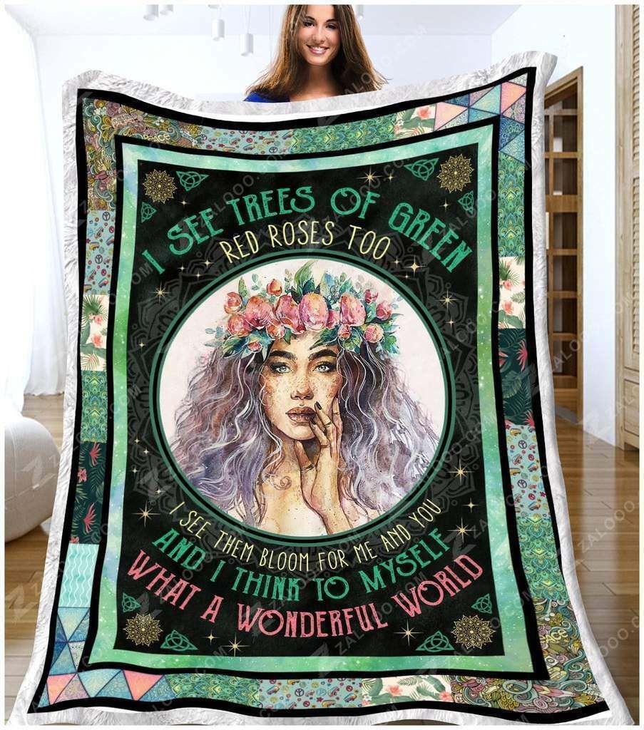 Hippie Girl Sherpa Fleece Blanket