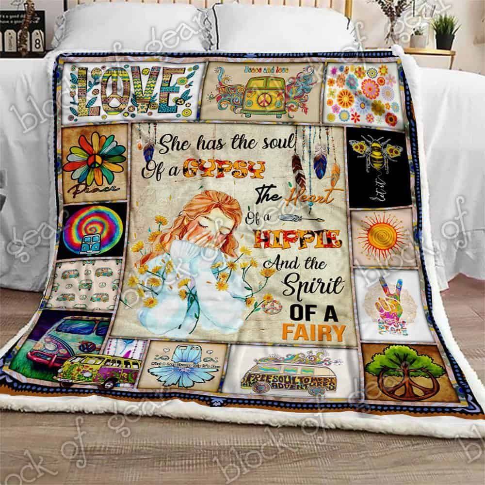 Hippie Girl Fleece Blanket