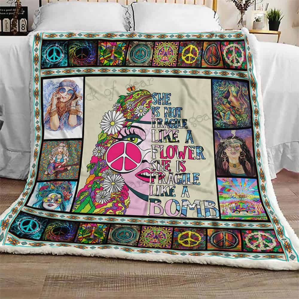 Hippie Girl Fleece Blanket