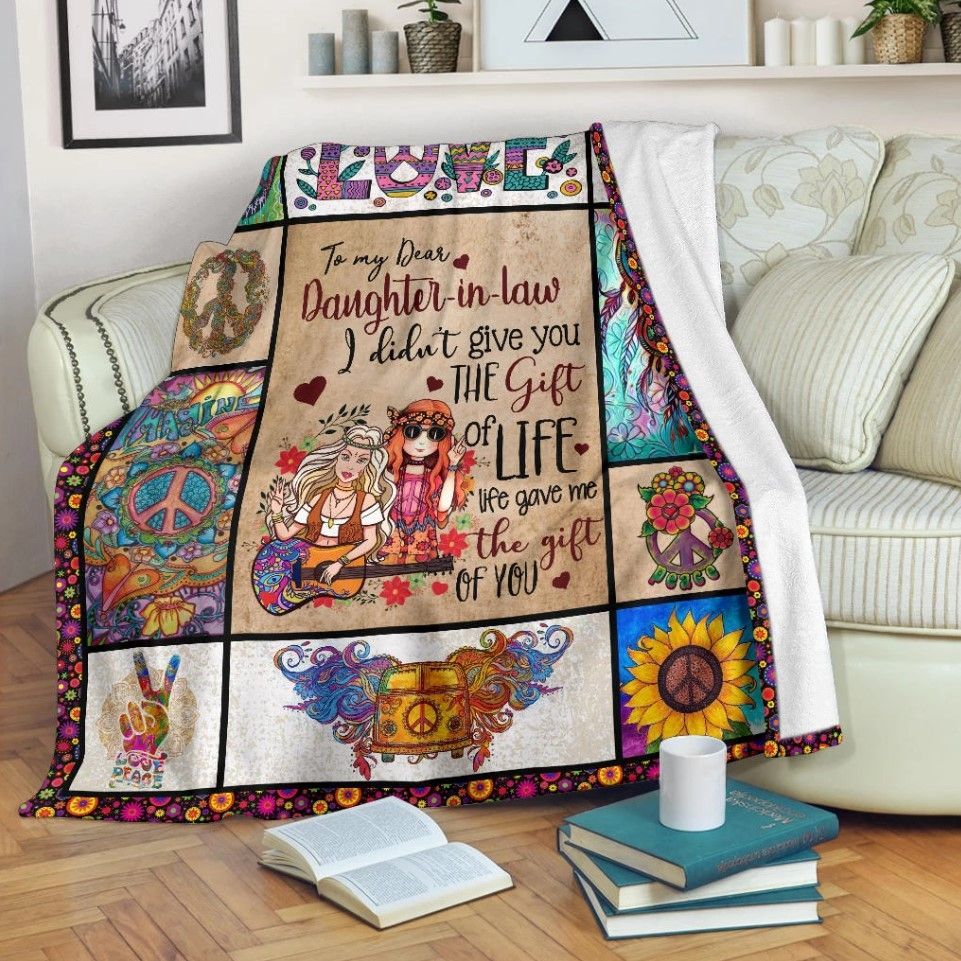 Hippie Girl To My Dear Daughter-In-Law Sherpa Fleece Blanket