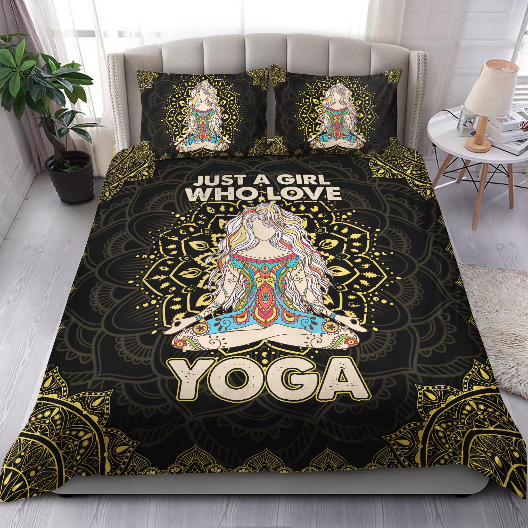 Hippie Girl Who Loves Yoga Bedding Set