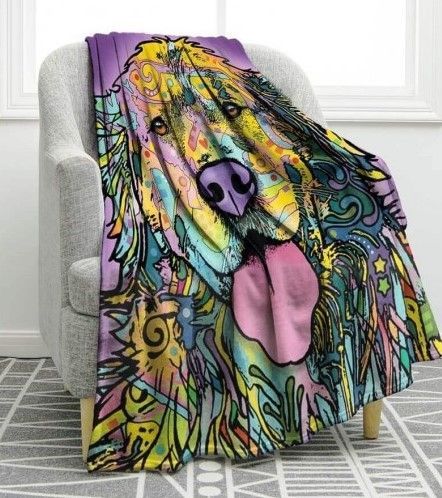Hippie Golden Retriever Sherpa Fleece Blanket
