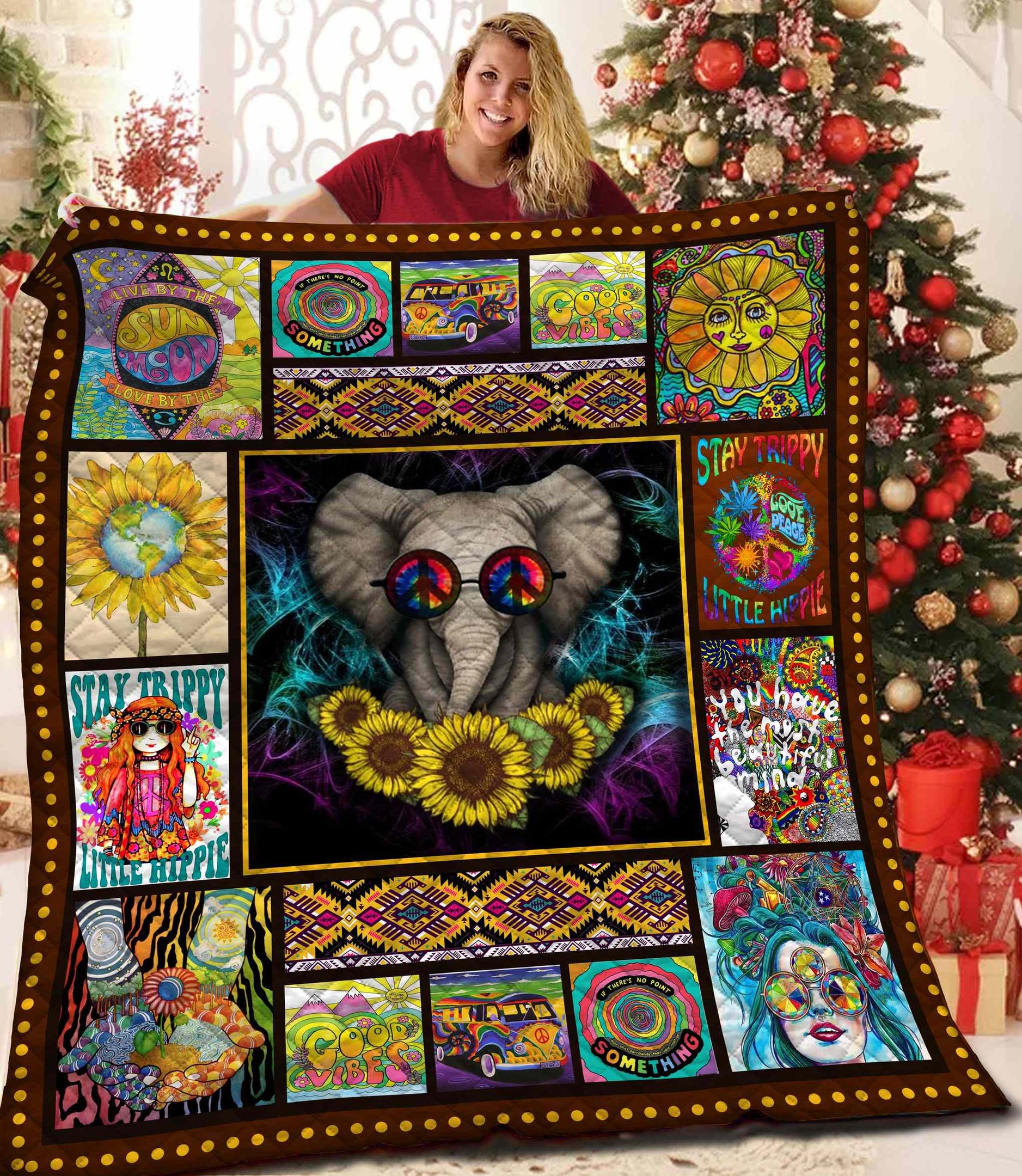 Hippie Good Vibes Quilt Blanket Dhc04011710Dd